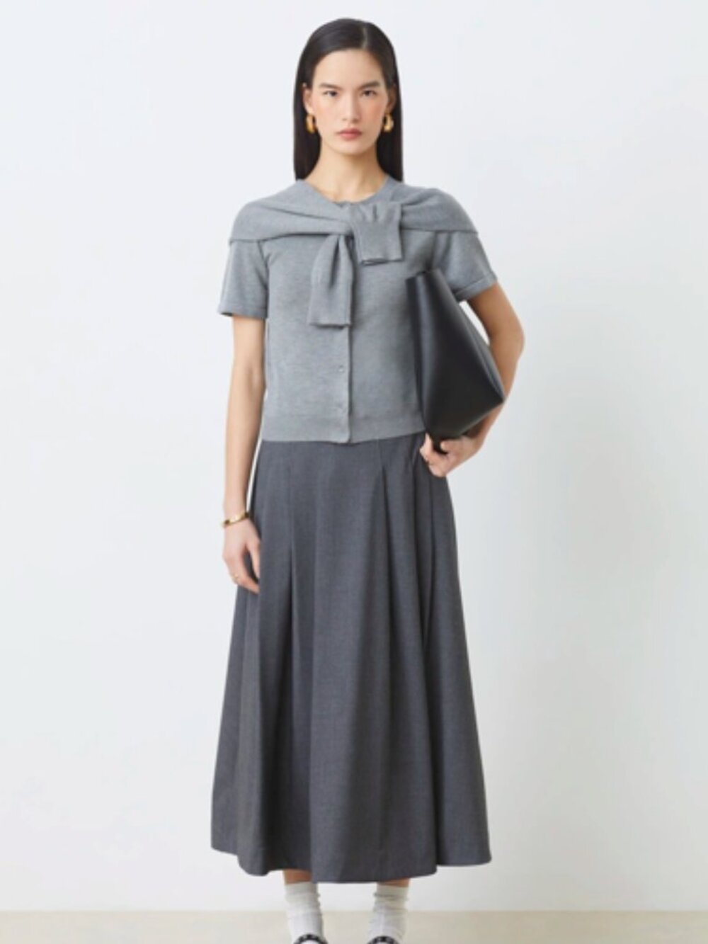 SUNCOO Gilet Genna Tie Sweater in Gray size T2 (6-8 US)
